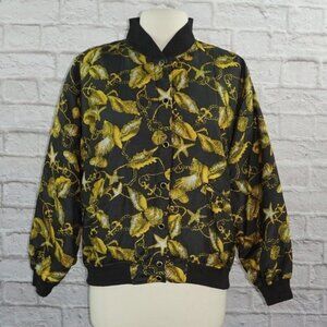 Vintage 80s Silk Nautical Shell Chain Bomber Jacket